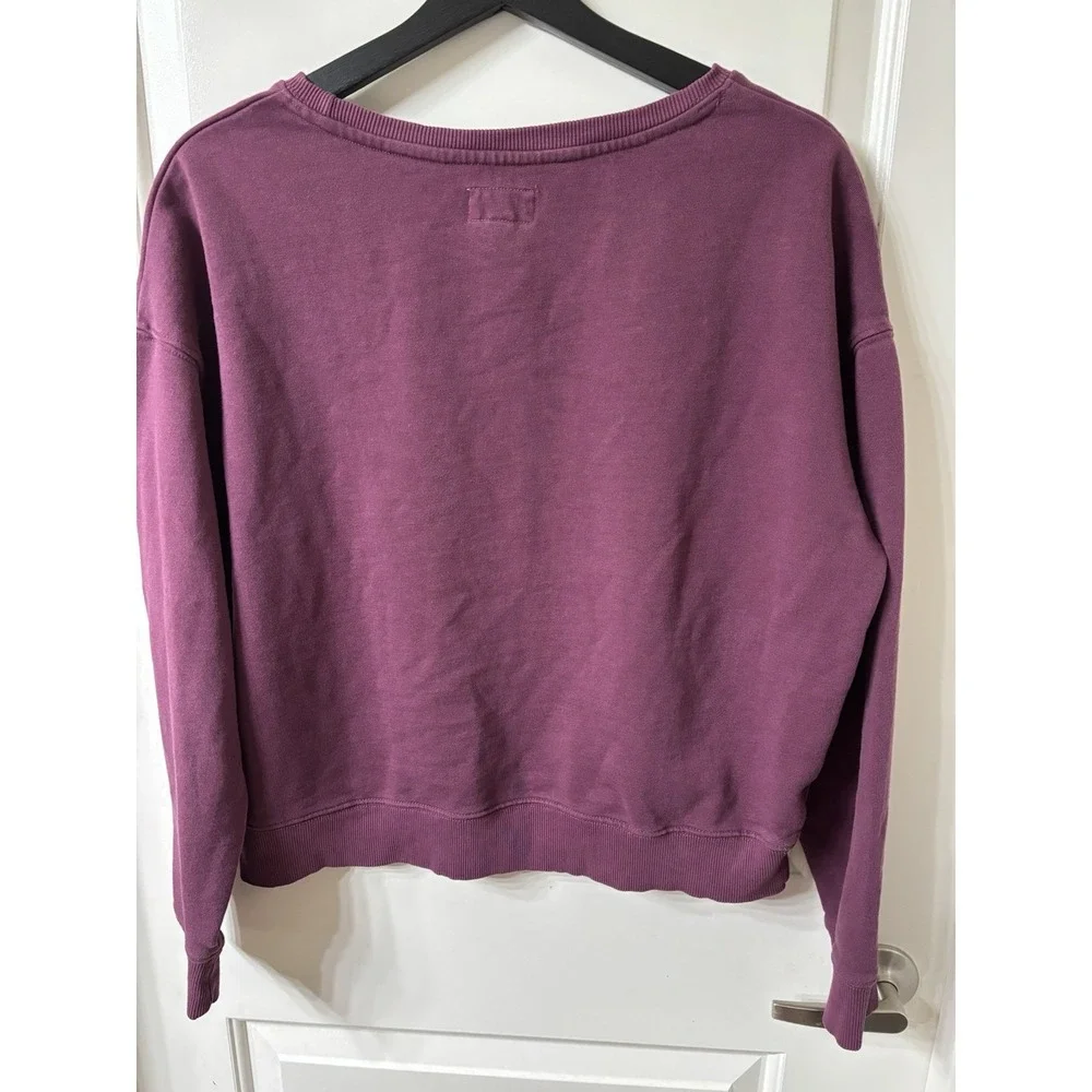 Pact Organic Cotton Crew Neck Pullover Boxy Sweatshirt Womens M Burgundy Kisses - Picture 6 of 6